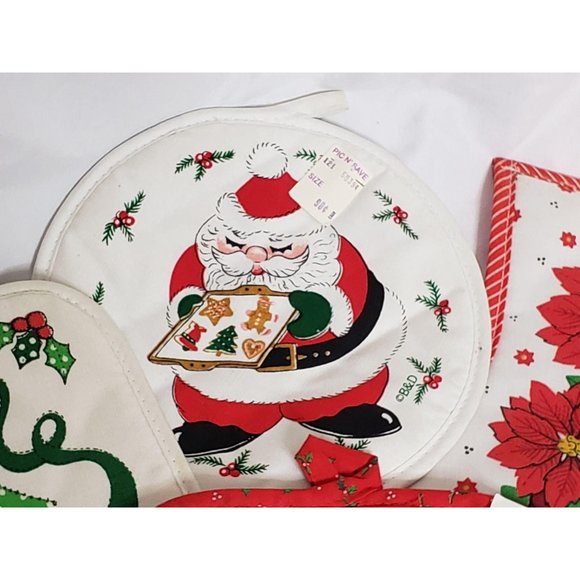 Vintage Christmas Pot Holders NOS Set of 4 - Picture 2 of 6